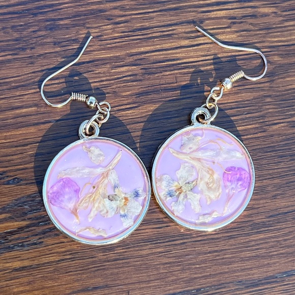 Handmade Honeysuckle Violet Earrings - Picture 9 of 16